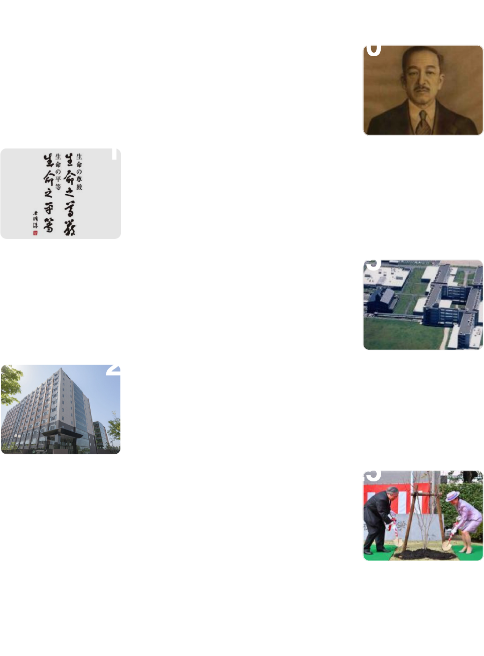 1910 高木病院開業（福岡県大川市） / 1986 医療法人社団 高邦会設立（高木病院に名称変更） / 1995 国際医療福祉大学開学（日本初の医療福祉の総合大学） / 2017 医学部を成田に開設（首都圏にて約40年ぶり） / 2025 開学30周年（日本初の医療福祉の総合大学）